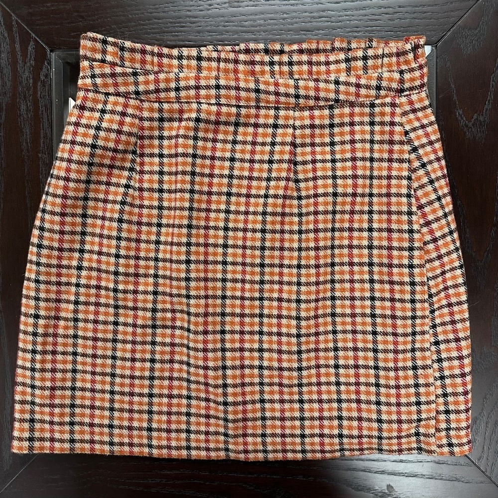 *FOREVER 21* Orange Plaid Skirt Size Medium